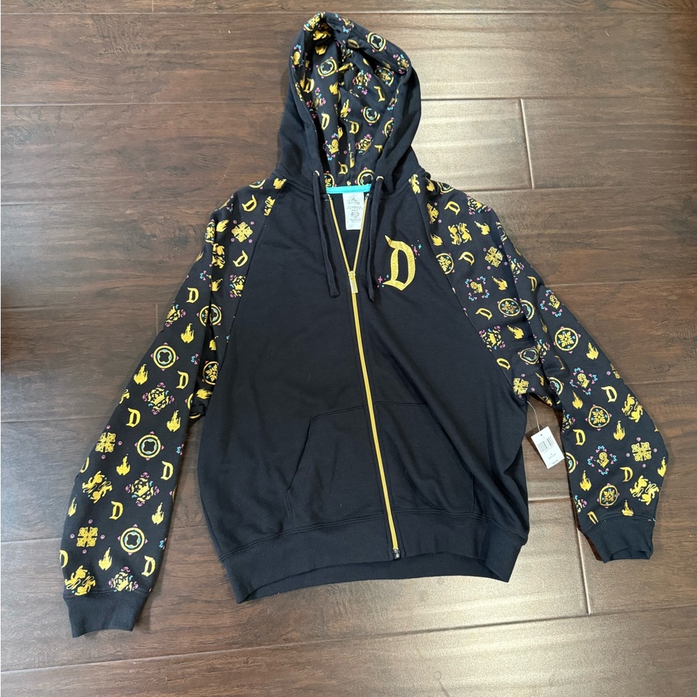 Women’s Black and Gold Disney Zip-Up Jacket